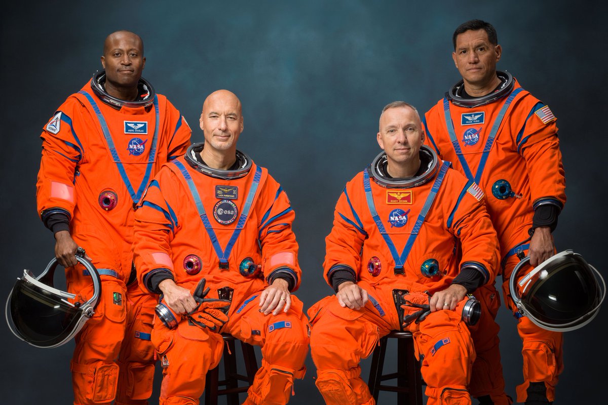 NASAWatch's tweet photo. #Artemis III crew:  Andre Douglas (@NASA), Luca Parmitano (@ESA), Randy Bresnik (NASA) and  Frank Rubio (NASA). https://t.co/5DfuKgcN5Z