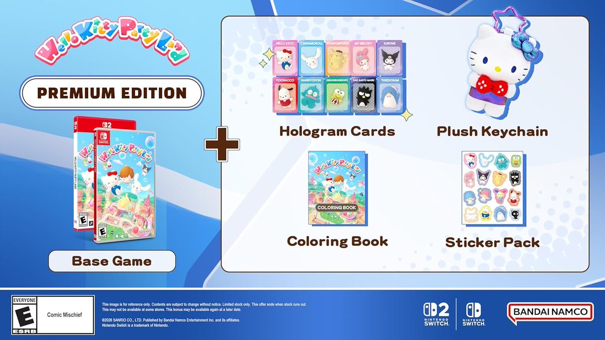 Nintendeal's tweet photo. Hello Kitty Party Land (Switch / Switch 2 GKC) is up for pre-order on Amazon

Premium Edition: https://t.co/NzD2sONheC $69.99
Standard Edition: https://t.co/ewZDVbmgKx $49.99 https://t.co/OtkVVl8MSO