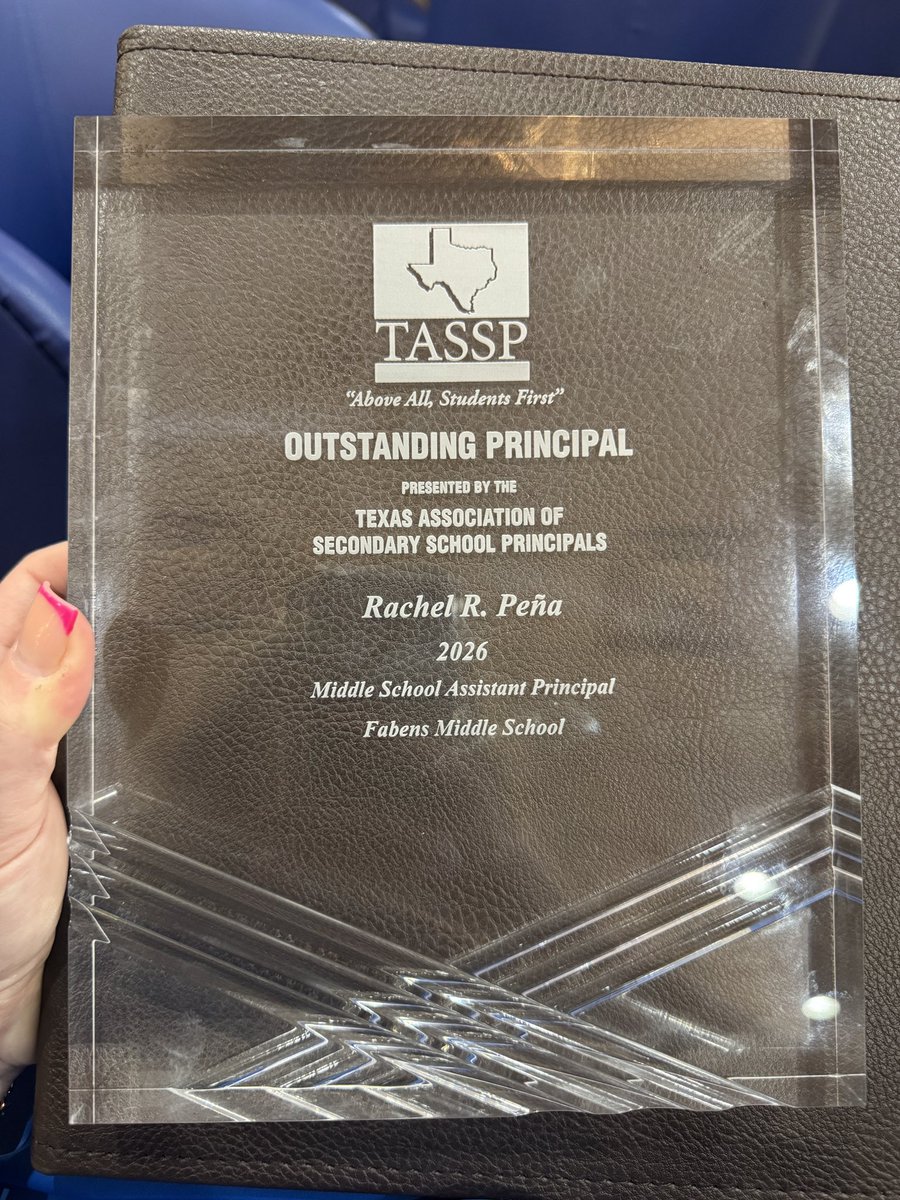 FabensISD's tweet photo. Congratulations to FMS Assistant Principal Rachel Peña on being recognized by TASSP! Your dedication to students, support for staff, and commitment to making FMS a great place to learn do not go unnoticed.

#FabensForever https://t.co/4SFTlk4A9m