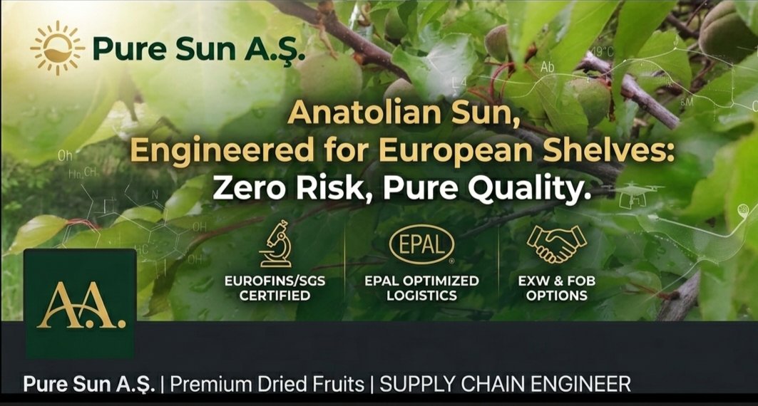 AzizTetik23's tweet photo. "Kuru meyve ticaretinde oyunun kurallarını baştan yazıyoruz; saf'lık, kesinlik ve netlik üzerine. Pure Sun A.Ş. yakında Avrupa pazarında. 🌍🦅" https://t.co/RhfdbSEQ3L