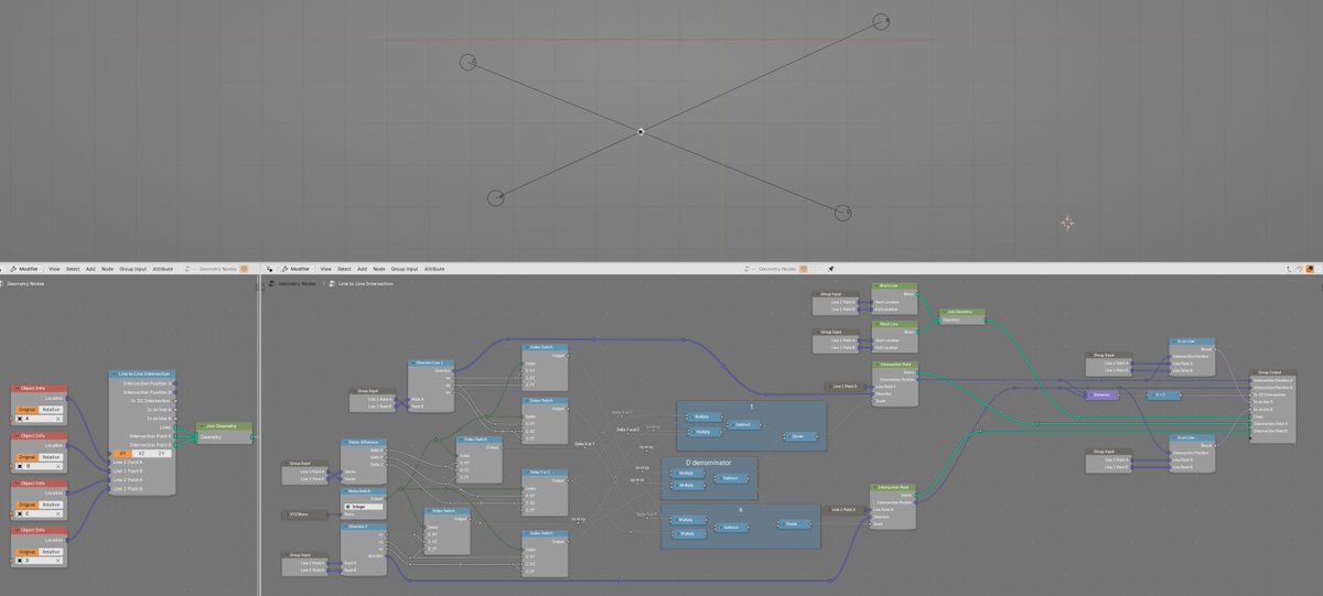 Khellstr3D's tweet photo. Line to Line intersection. 
I think this is internally my most beautiful group :) 
Scene: 
https://t.co/ONzAEh6fek https://t.co/melg5Vmron