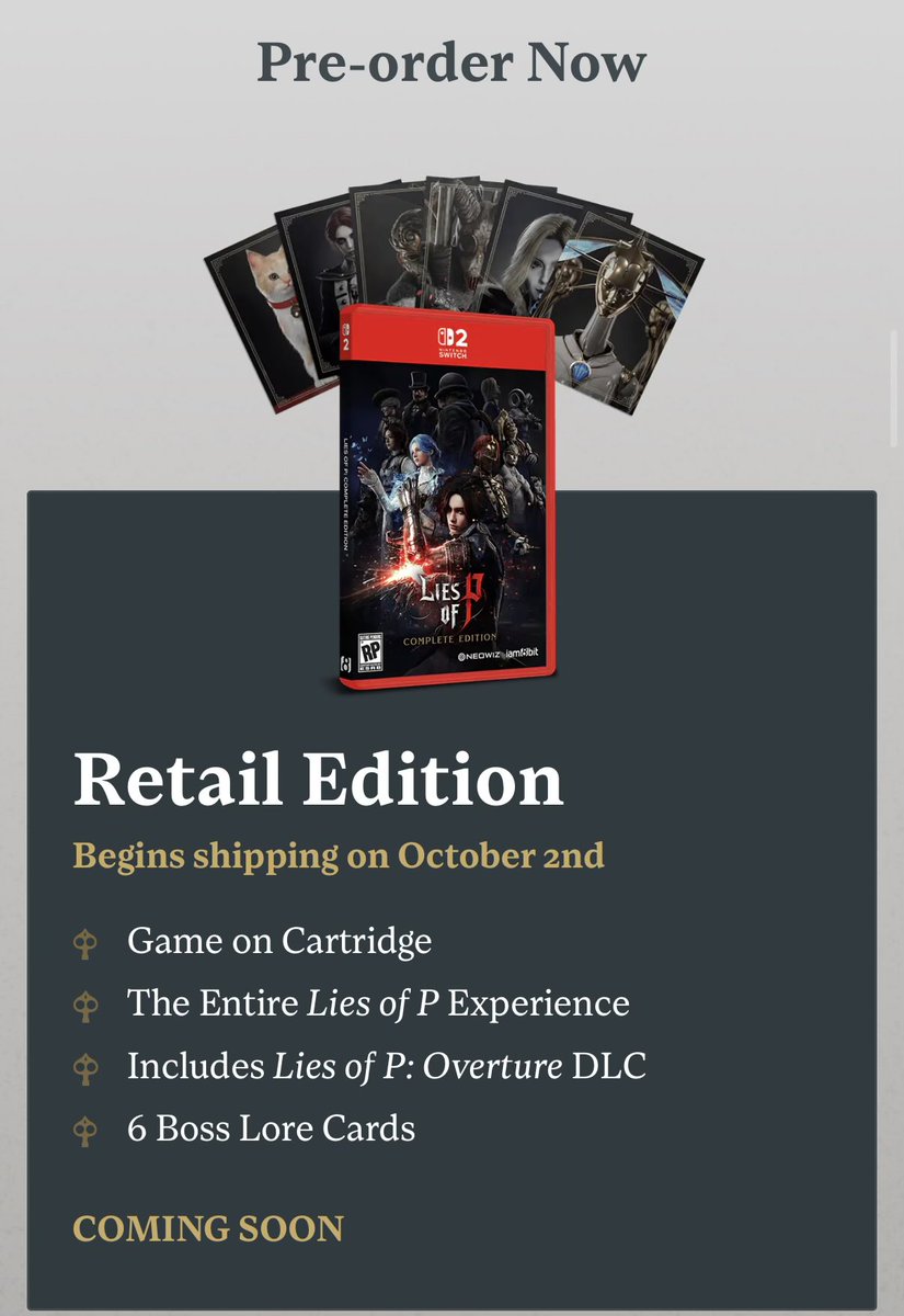 VII_Soldier's tweet photo. @VideoGamesPlus_ I like that lies of P will have the game on the cartridge https://t.co/rFs1lljqvf