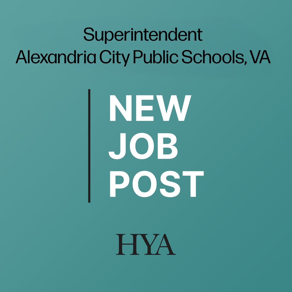 HYAsearch's tweet photo. 📢Apply today! Alexandria City Pubic Schools, VA | #superintendent
🚨Deadline to apply: August 12, 2026 🔗 https://t.co/mPOtadJqT7
#HYAsearch #Education #Jobs #EducationJobs #suptchat #edleadership #edadmin https://t.co/9foSO2iGK8