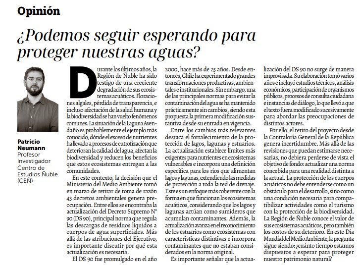 ubbchile's tweet photo. #UBBenPrensa ¿Podemos seguir esperando para proteger nuestras aguas? Columna de opinión del profesor investigador Centro de Estudios Ñuble, Patricio Neumann.
https://t.co/IV5MTsXABK https://t.co/07qZMsqlsO