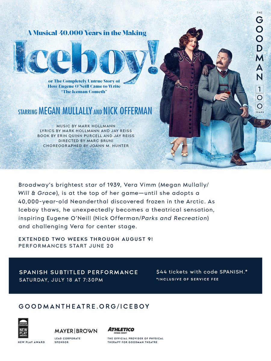 ChgoLatinoNet's tweet photo. Summer's hottest show is called Iceboy!
See Megan Mullally and @Nick_Offerman in the wildly inventive new musical comedy now playing at @GoodmanTheatre.
Spanish-subtitled performance July 18
$44 tix code SPANISH https://t.co/XPBWKllacL
#Iceboy #ChicagoTheatre #GoodmanTheatre https://t.co/V1grOvjHiP