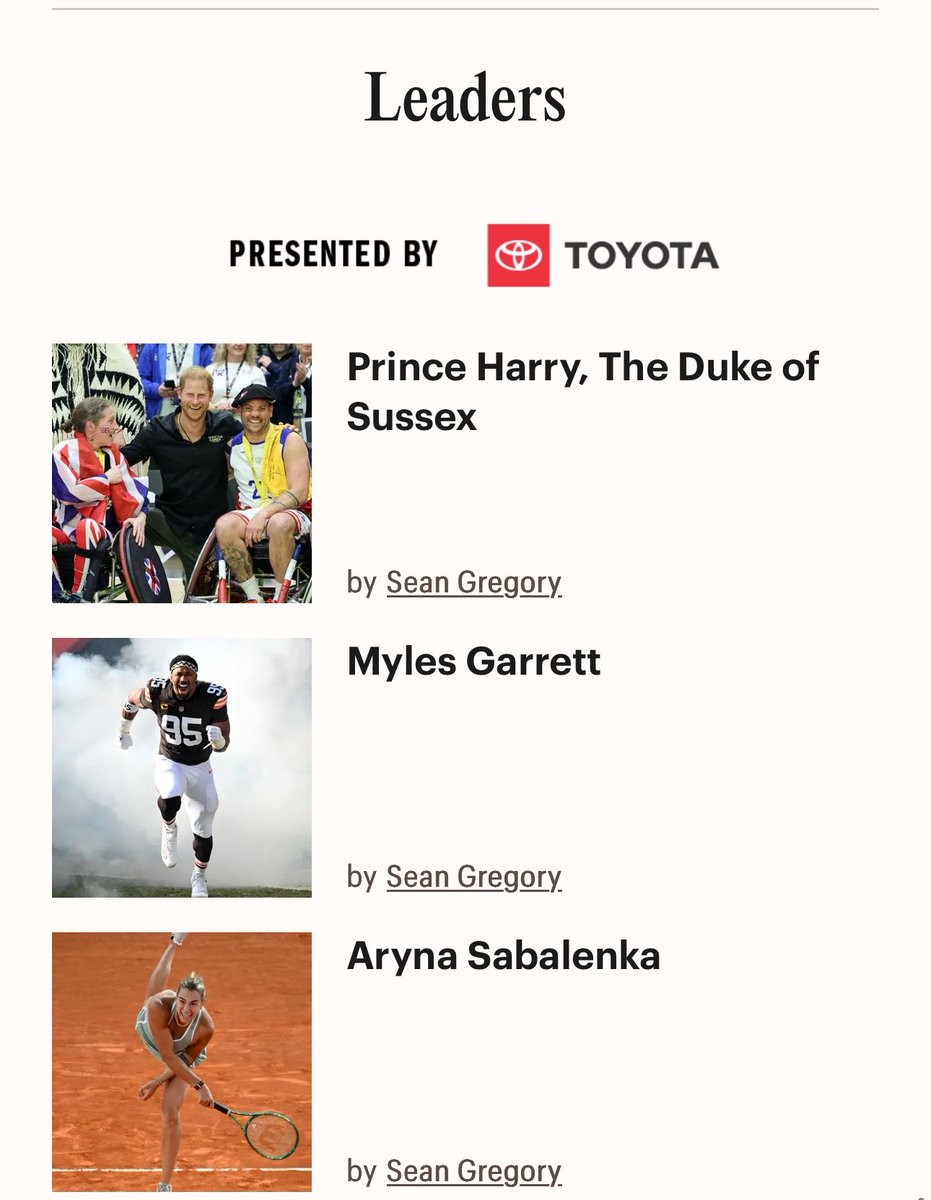 ChrisBaronSmit1's tweet photo. 🆕 Prince Harry, Duke of Sussex, founder of the @WeAreInvictus named one of the TIME100 Most influential People in Sports 2026 in the “Leaders” category. 👏🏼

The Duke of Sussex is the founder of the Invictus Games.

🔗https://t.co/luweJch7fb

#PrinceHarry #TIME100 #InvictusGames https://t.co/fg7MPHtjzm