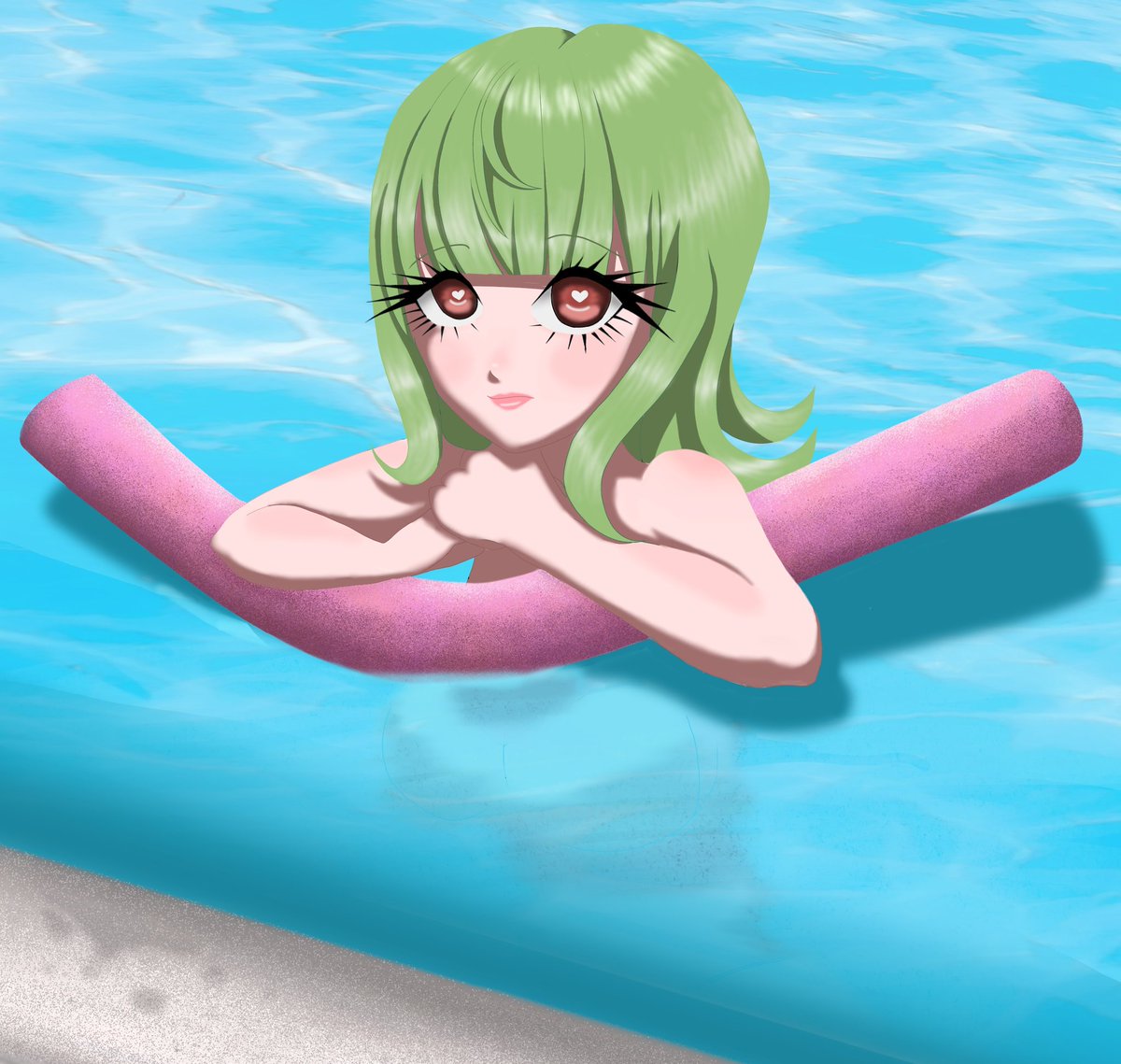kanadoesarts's tweet photo. Pool day with my new oc! Haven't came up with a name yet tho 🤔

Would yall be interested in this as a 'Your Character Here' commission? #ocart #artmoots #pool #beachday https://t.co/Lc9se8Xomx