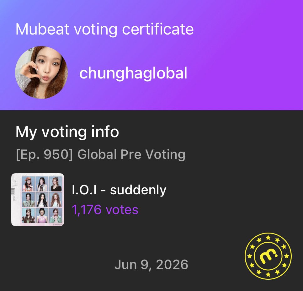 ChunghaGlobal's tweet photo. ANGDUNGI! PRE-VOTING IS OPEN FOR I.O.I ON MUSIC CORE!!!

🗳️ Mubeat + Muniverse app (open until June 11 at 11AM KST)!
If you can, please donate to help us get more votes! 🔥 https://t.co/VpjRy6En50

#청하 #CHUNGHA @CH_CHUN9HA 
#아이오아이 #IOI @ioi_10th https://t.co/OCjSIcfAum