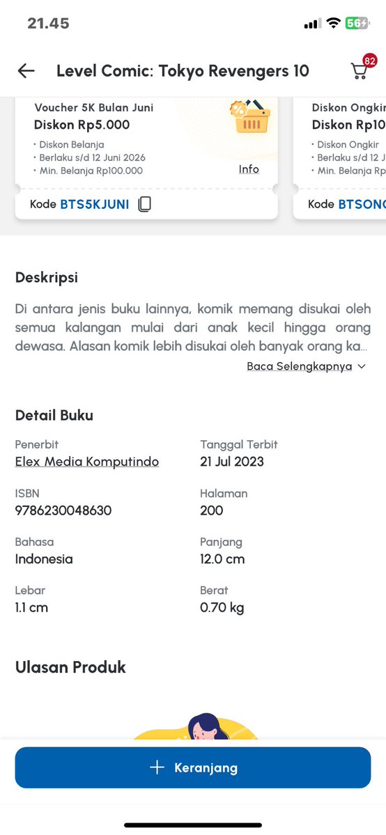 smiggletooth's tweet photo. @gramediadotcom halo kak, komik tokyo revengers volume 10 beratnya beneran 700gr? 2x lipat volume volume lainnya? Soalnya ngaruh banget ke ongkir jadinya. Mohon infonya kak. Terima kasih https://t.co/nNKkSmyjck