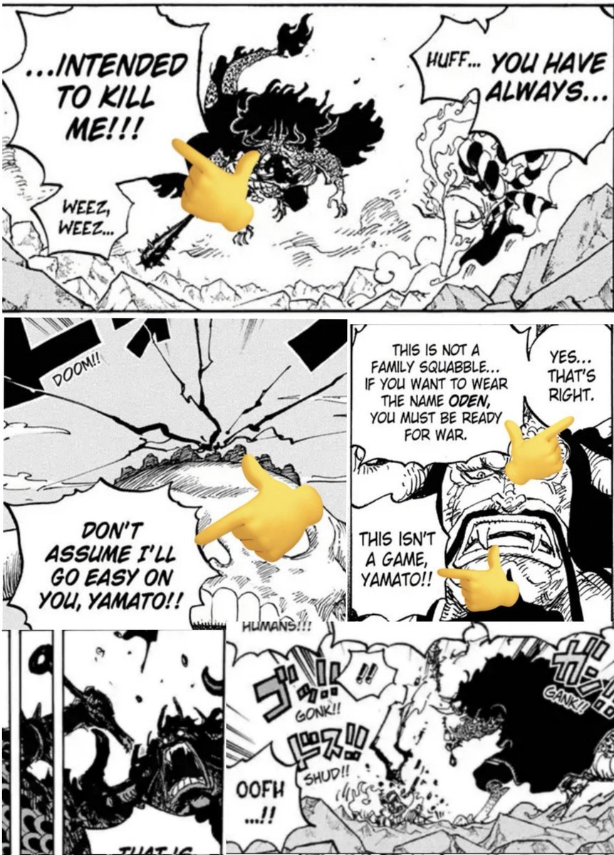 ofdaCorner's tweet photo. @1klyonz • Your whole argument falls of this panel. Kaido and Yamato literally state it themselves. Your entire argument is based on assumptions.

• And again, Kaido was just playing with him. He only got serious after Zoro scarred him and realized that he also had Conq. https://t.co/1qKfqSnidC