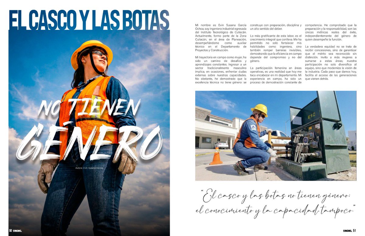 SUTERM_NACIONAL's tweet photo. El Casco y las Botas no tienen Género; esto como parte de nuestra Revista S1NDIKL Edición Especial Mujeres #SUTERMporMEXICO #SiempreSUTERM #YoSoySUTERM #SUTERMenlaRed #S1NDIKL #MUJERESSUTERM https://t.co/b9vhtnXXAS https://t.co/wI9l4CWfFh