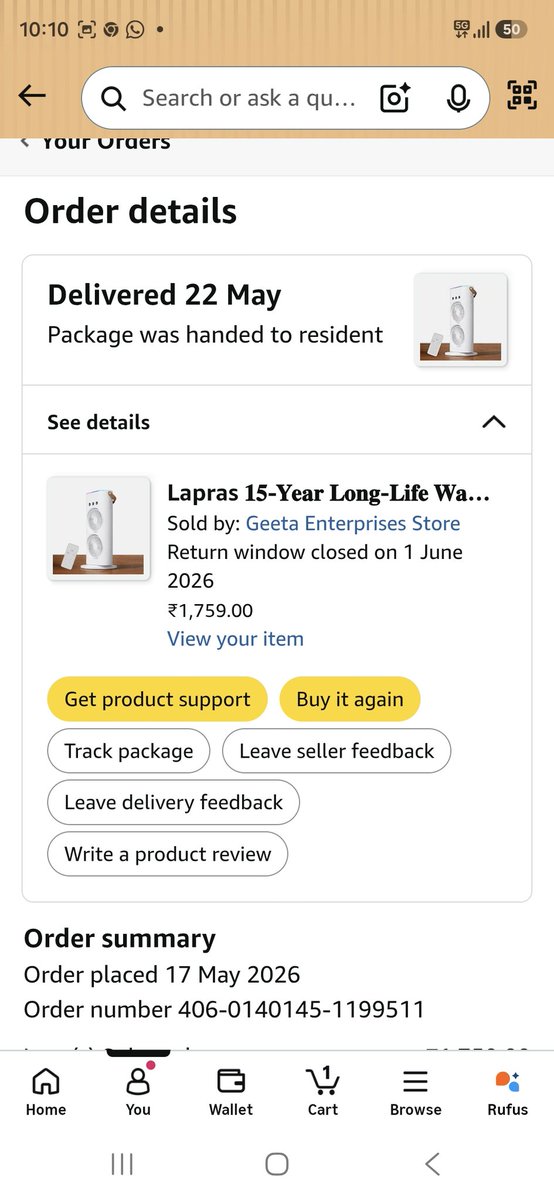 RajArvind709's tweet photo. @AmazonHelp I have shared order ID, please return the product, water leakage problem in the cooler. https://t.co/HuAa89zMAl