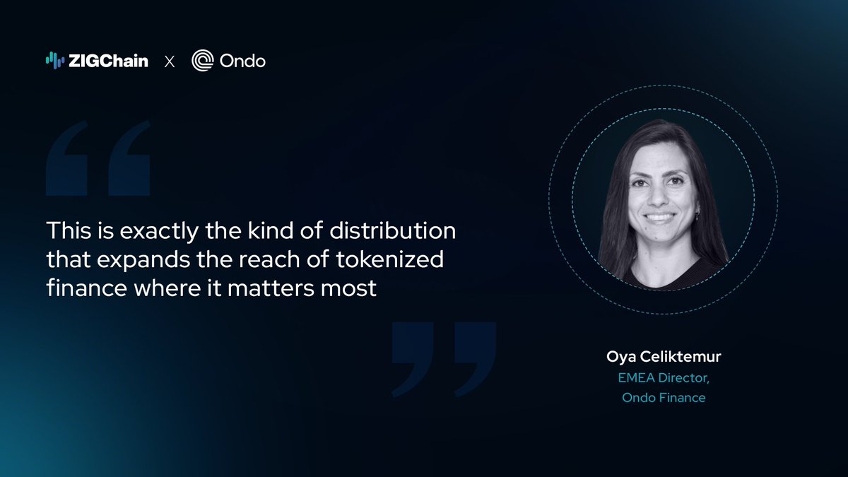 ZIGChain's tweet photo. Investors across the GCC and beyond have always known the world's most in-demand securities. What has been missing is a compliant, transparent way to access them onchain.

Oya Celiktemur, EMEA Director at @OndoFinance, on what the ZIGChain integration changes for that audience 👇 https://t.co/qbx3qK9AMG