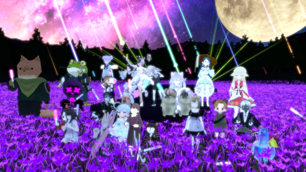 PacknMagic2nd's tweet photo. 今夜は、 #HikaruSen　さん
500 Celebration - Future♪Wing
One Man - Particle Live　にお邪魔しました。
集合写真です
#VRChat https://t.co/06D6M1yXtB
