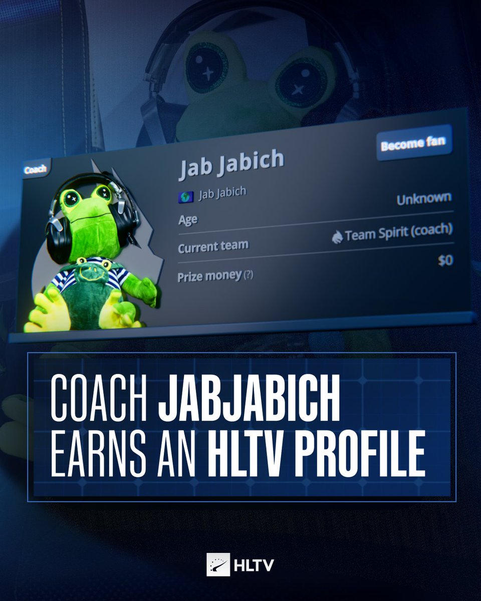 HLTVorg's tweet photo. We've seen your petition and made some calls

@Team__Spirit's Jab Jabich has received his own HLTV profile 😎🐸

https://t.co/zaJuF039e5 https://t.co/jZH3rYHp4M