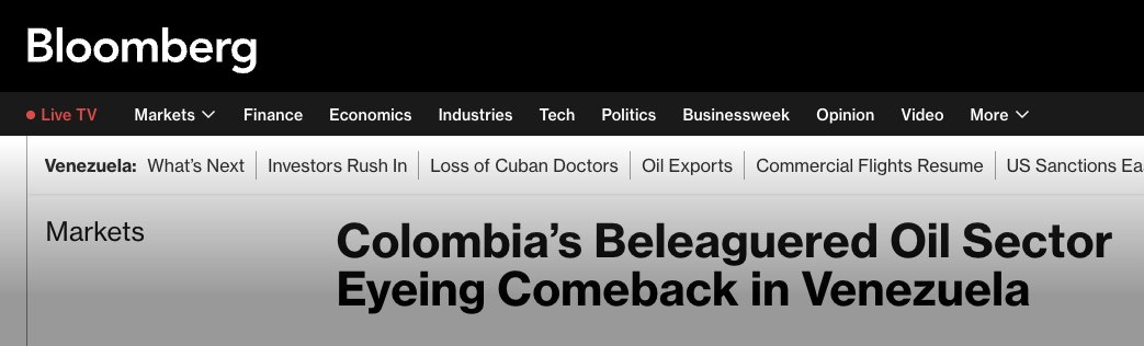 Mauriciotellez's tweet photo. Produce un corrientazo leer esta noticia de @Bloomberg sobre las empresas petroleras de Colombia que ahora posan sus ojos en Venezuela. 

El flujo contrario lo vivimos hace dos décadas cuando Colombia recibió a los ingenieros, geólogos y otros profesionales de la industria de los hidrocarburos que tuvieron que salir corriendo de su país. 

Ojalá logremos que las compañías perforadoras, operadoras y de todo tipo de servicios petroleros no migren a Venezuela. Que tengan negocios allá está muy bien, pero que no sea a costa de cerrar proyectos o disminuir inversiones en Colombia. 

Ojalá se recupere la inversión en exploración, aumente el número de taladros en operación y de pozos perforados, se empiecen rápido los proyectos de fracking, vuelvan a firmarse decenas de contratos de exploración y producción para nuevas áreas y que volvamos a ver a las @exxonmobil @Repsol @Chevron @TotalEnergies por estos lados. 

Ojalá sea así por el futuro de nuestro país.    

https://t.co/Jf5RCNyOAA

https://t.co/tV0tufcJWy