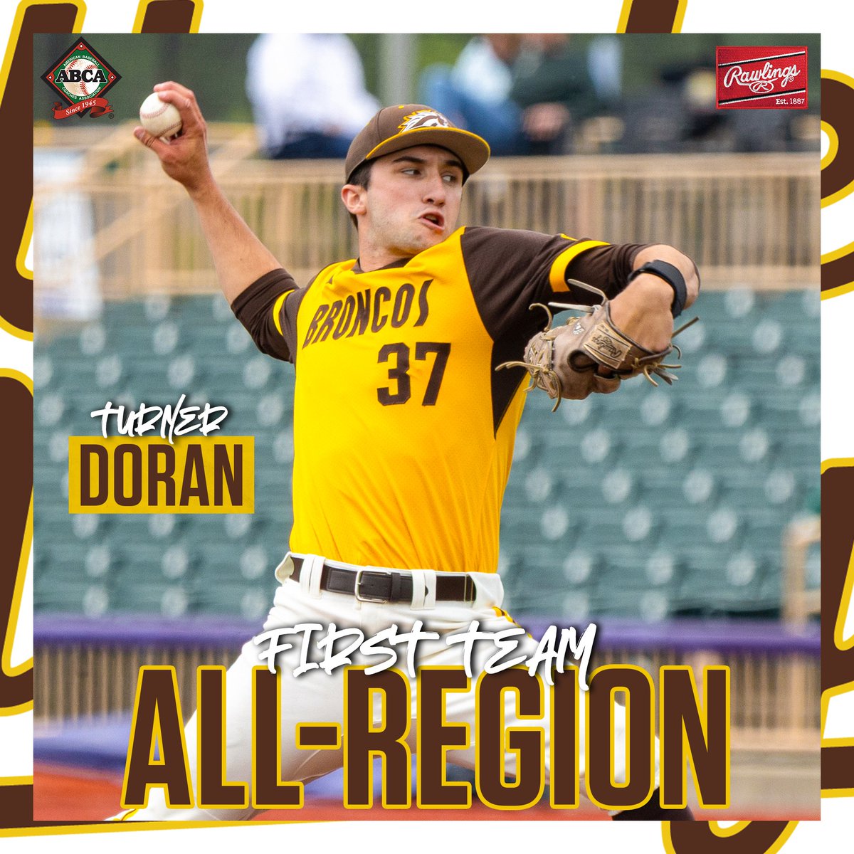 WMUBaseball's tweet photo. 𝗔𝗟𝗟-𝗥𝗘𝗚𝗜𝗢𝗡

Congratulations to our three @ABCA1945 All-Region selections, including Turner Doran becoming the program's first First Team honoree since 2017!

READ: https://t.co/y7gJ6UJjNg

#BroncosReign https://t.co/hihzzS6Suz