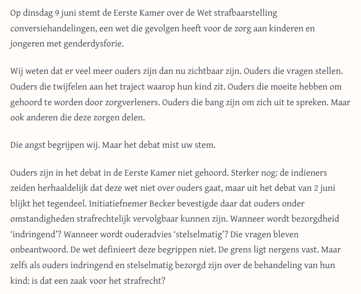 mariekehoogwout's tweet photo. De petitie van de ongeruste ouders hier 👇. 

Transitie gaat om medisch onomkeerbare, levenslang ingrijpende, niet (!)wetenschappelijk onderbouwde, behandelingen bij minderjarige kinderen. 

En terechte ouderlijke terughoudendheid zou STRAFBAAR worden?

https://t.co/TptptKZyln https://t.co/eFkGbW8FFl