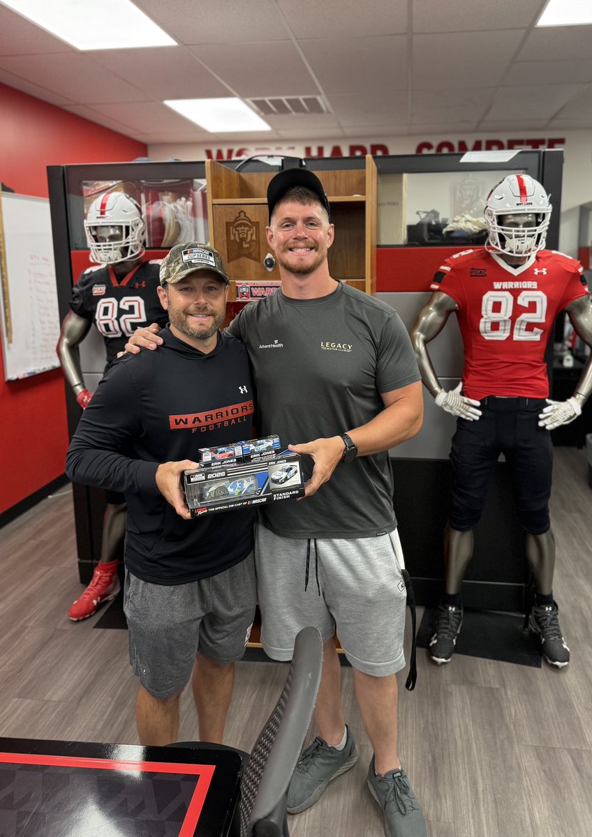 Jimterwilliger's tweet photo. Great catching up with former all PSAC LB and current @NASCAR pit crewmen Dakota Everett. I’m proud to have been part of both your High School and College journey. Work Hard, COMPETE, &amp; DO IT RIGHT at the Pocono 500‼️ 

#BLOOD𝘙𝘜𝘕𝘚𝐓𝐇𝐈𝐂𝐊💯 https://t.co/A7zDhDlqZh