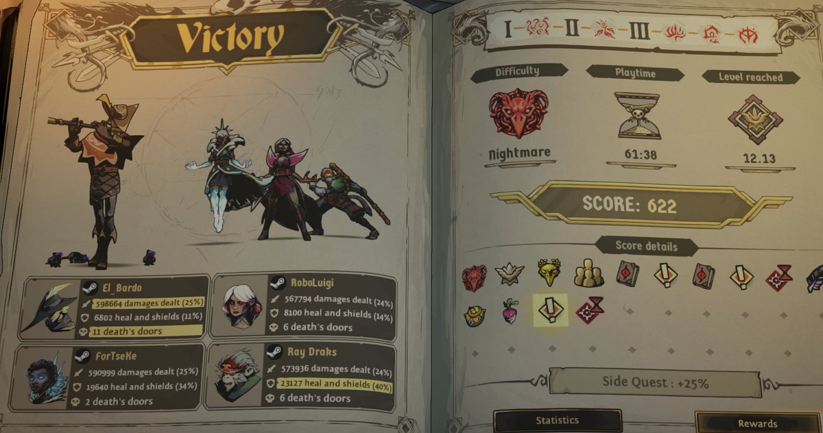 ElBardo22's tweet photo. Justo a tiempo antes del parche del chusko, conseguimos acabar un run en maxima dificultad (Nightmare) del Ravenwatch, juego muy chulo para jugar coop https://t.co/U2OCY7VxBU