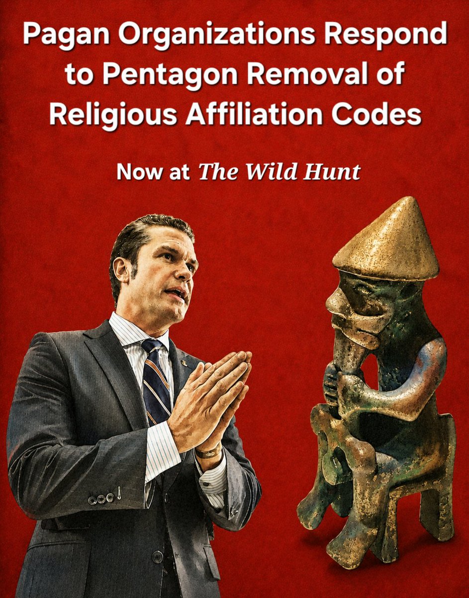 NorseMythNews's tweet photo. As goði (clergy) of Thor's Oak Kindred, and as someone who helped with the struggle for recognition of Heathens in the U.S. Armed Forces, I've written a statement on Pete Hegseth removing Ásatrú and Heathenry from the Pentagon's official list of recognized religions.

1/ https://t.co/GOSzQLtRdT