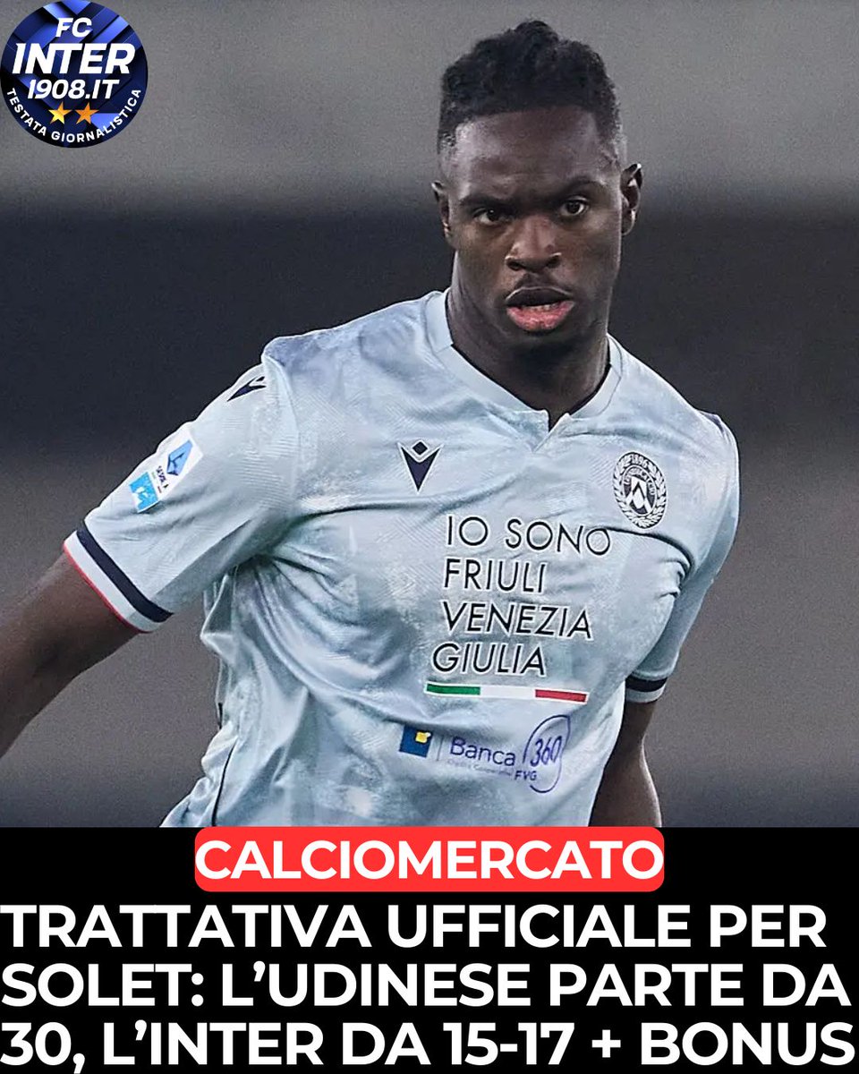 marifcinter's tweet photo. Inter e Udinese hanno avviato una trattativa ufficiale per Oumar Solet. L'Udinese parte da una valutazione di 30 mln, l'Inter da 15-17 + bonus. La forbice è ampia, si è trattato solo del primo incontro. Solet è nella shortlist dell’Inter per la difesa da mesi ma non è l’unico nome @FabrizioRomano