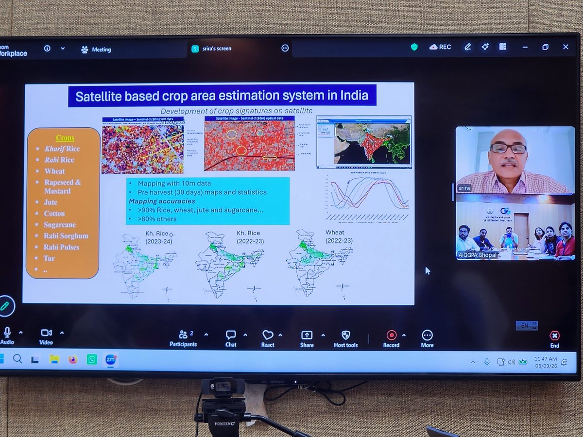 mkjbpl3's tweet photo. Pleased to host Prof. C.S. Murthy, Former Director, MNCFC &amp; ex-Group Director, NRSC-ISRO, Govt. of India, for an Expert Session on Bio-Agricultural Resource Assessment in MP. The session was organized for the BioEconomy Cell, Centre for HR &amp; Technology @AIGGPA Bhopal @bioeconomy https://t.co/HWs7yHoaiC