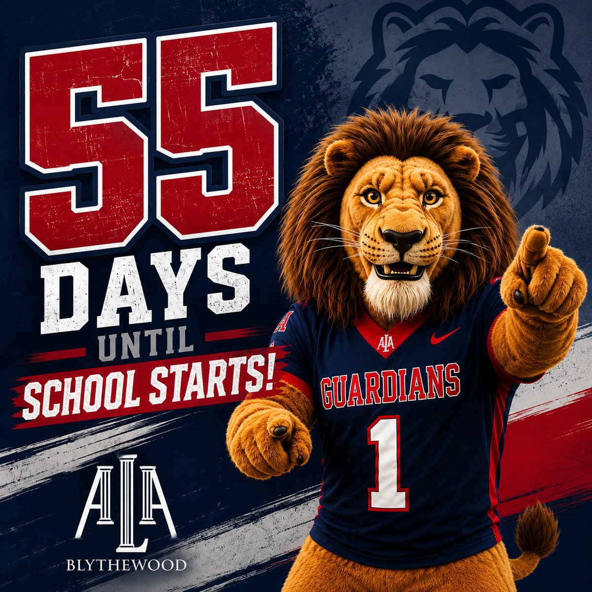 ALABlythewoodAD's tweet photo. ๐ฆ 55 days until school starts at ALA Blythewood!
Roary is ready. Guardian Nation is getting closer to Year One.
Get your Guardian gear now and be ready for Opening Day!
๐๏ธ Team Store: https://t.co/a1lhWY4OWs
#ALABlythewood #WeAreTheGuardians #GuardianPride #55Days #YearOne https://t.co/qITPwQucrs