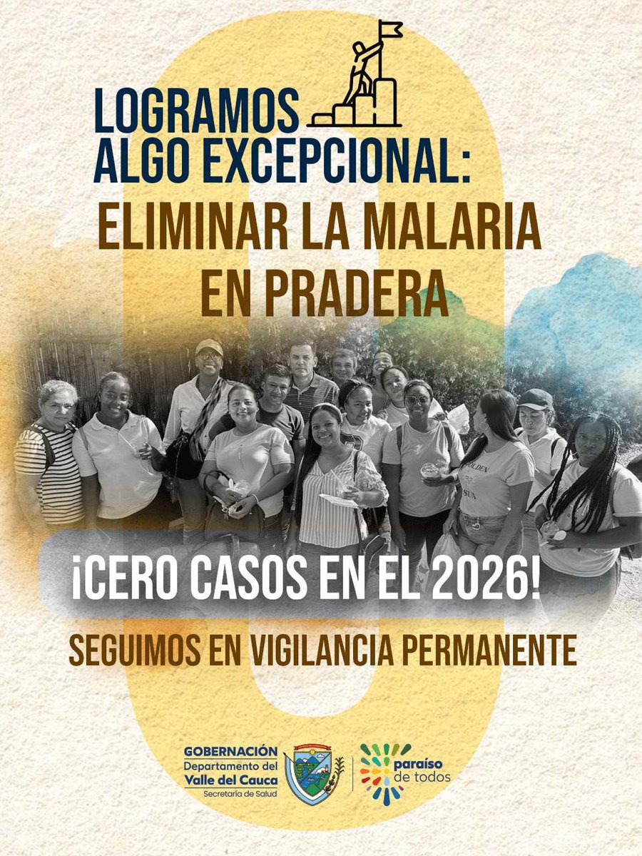 LesmesDuque's tweet photo. ¡Hecho histórico! 🏆

Pradera logró cero casos autóctonos de malaria en lo corrido del 2026.

Y no fue casualidad. Fue trabajo en equipo, una comunidad unida y una salud pública comprometida.💪

👉Desliza y descubre cómo lo logramos. https://t.co/Gzw4kTrm1H