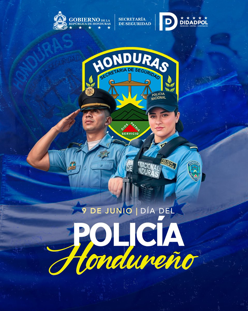 Didadpol's tweet photo. Feliz día del Policia Hondureño |  La DIDADPOL reconoce la entrega y el compromiso de quienes sirven a la nación con honor y responsabilidad. 🇭🇳

Reafirmamos la importancia de una función policial basada en la disciplina, la transparencia y el respeto a la ciudadanía. 💙 https://t.co/XaJAuKzZIb