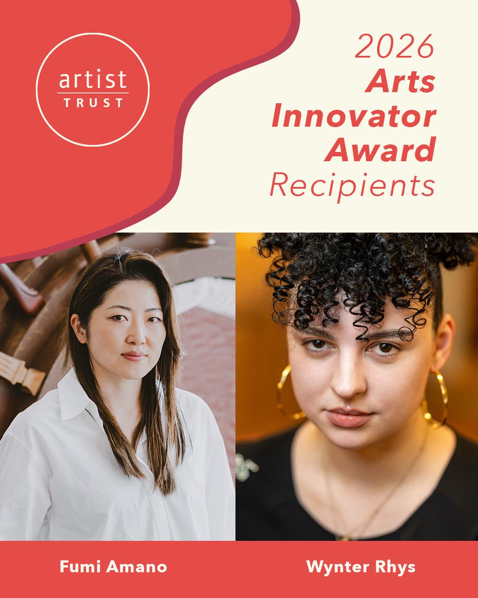artisttrust's tweet photo. Congratulations to the 2026 Arts Innovator Award (AIA) recipients, Fumi Amano and Wynter Rhys!

Read the announcement: https://t.co/QkIqlZVD0Z https://t.co/o65lbaztuA