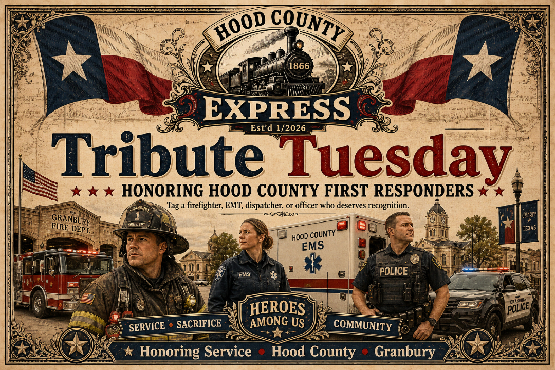 HoodCoExpress's tweet photo. 🚓🚒 Today, we’re honoring the first responders who show up when it matters most.

Know a firefighter, EMT, dispatcher, officer, or volunteer who deserves some recognition?

Tag them below or share their story. Let’s give Hood County’s heroes the spotlight they’ve earned. 👏 https://t.co/hiUoAQwmhk
