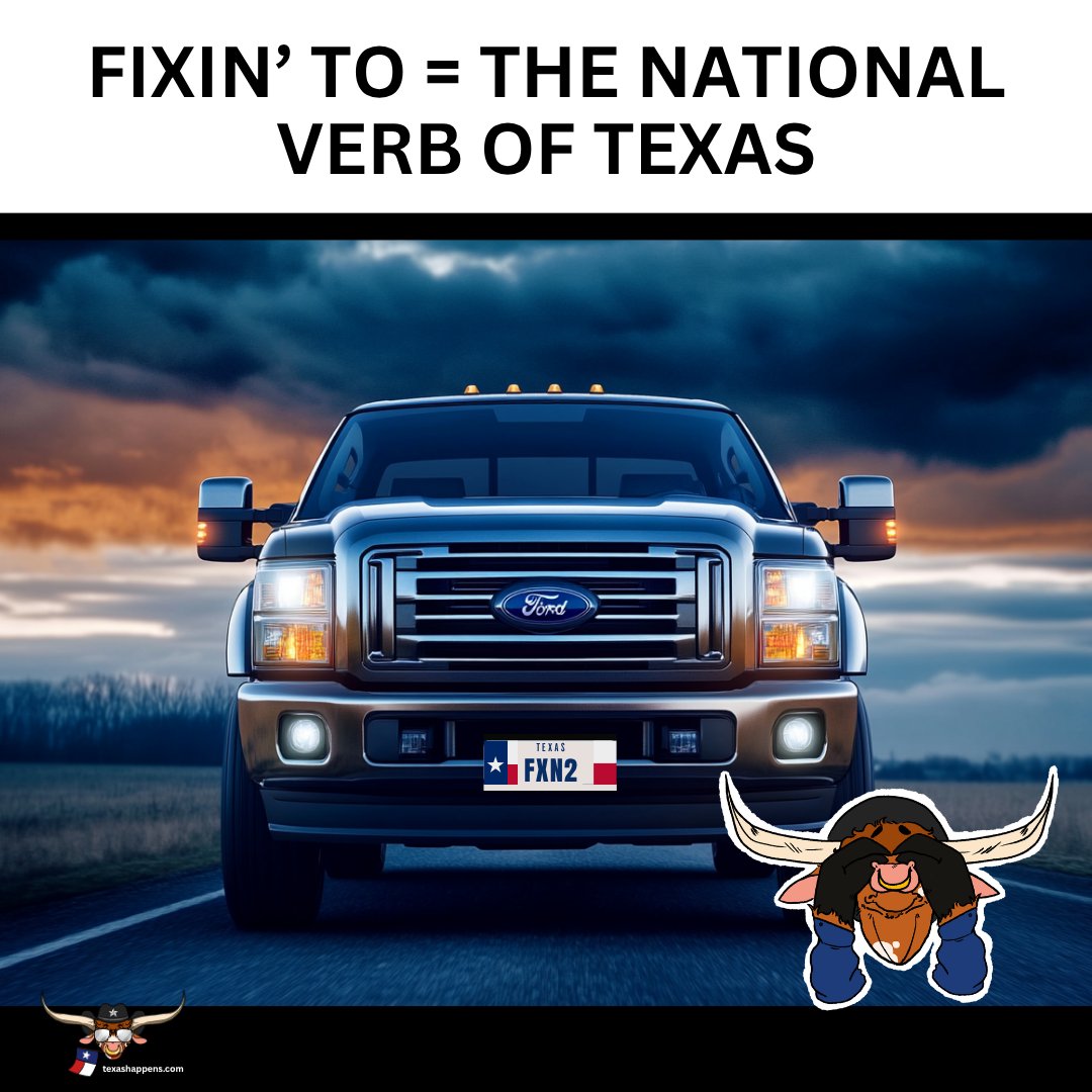 TXHappens's tweet photo. Fixin’ to post this because Texas has its own grammar rules. 🤠
Around here, “fixin’ to” means it’s about to happen… eventually… after one more sweet tea and maybe a trip to Buc-ee’s. 🚙🌩️
#TexasHumor #FixinTo #TexasSlang #OnlyInTexas #TexasPride #TexasHappens #LoneStarState #SouthernSayings