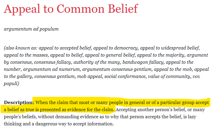 iconridge's tweet photo. "Because many believe it is true" is a fallacy so old it has a Latin name https://t.co/ltgYw2Yg30