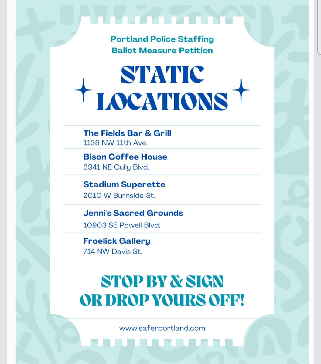 CiattaForHD33's tweet photo. The Safer Portland location list continues to grow. Share, sign and donate. https://t.co/A8VTW4jIKS