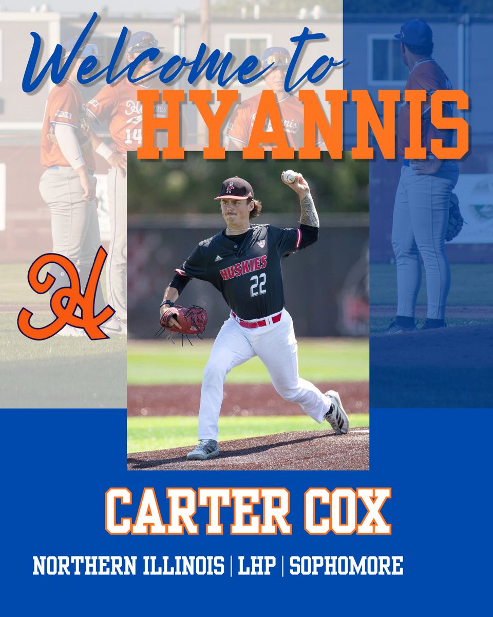 harborhawks's tweet photo. Excited to welcome Carter Cox, a Sophomore left-handed pitcher from Northern Illinois, to Hyannis for the '26 season.  

This season Cox posted a 6-5 record over 18 appearances, dealing 89 strikeouts over 82.2 innings pitched for the Huskies. https://t.co/XHyqOwNE9F
