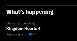chiki4fun's tweet photo. I'm so glad to finally see KH4 trending on here and it's real this time and everyone is hyped, as opposed to the usual hopium or dooming 🥹 https://t.co/LtpSF1xZys