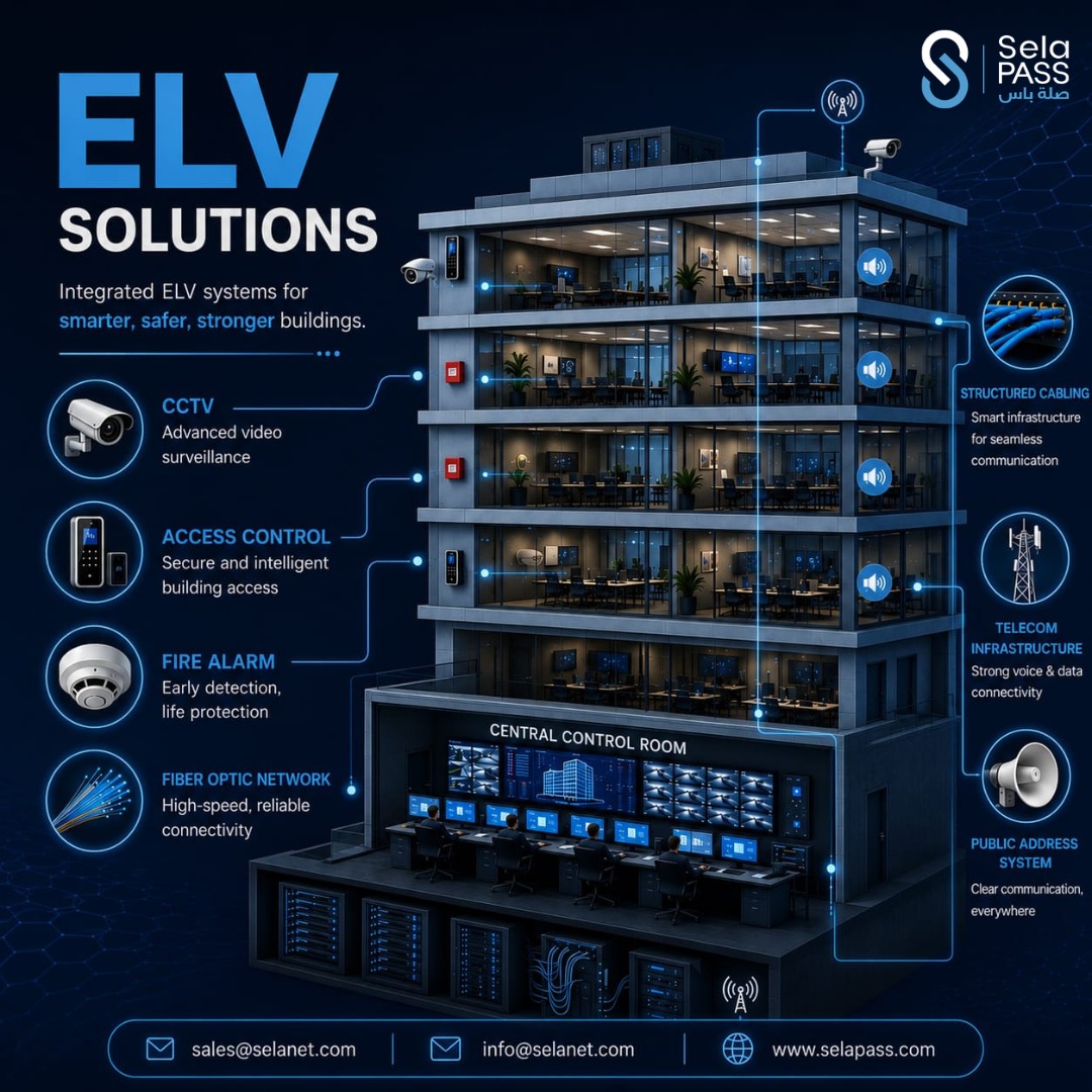SelaPASS's tweet photo. Smart Systems. Safe Environments. Connected Future.
Sela PASS provides integrated ELV solutions—from design to O&amp;M—covering CCTV, Access Control, Fire Alarm, Fiber Optics, Networking &amp; more.
#SELAPASS #ELV #SmartBuildings #Engineering https://t.co/8KuKV8cMb6