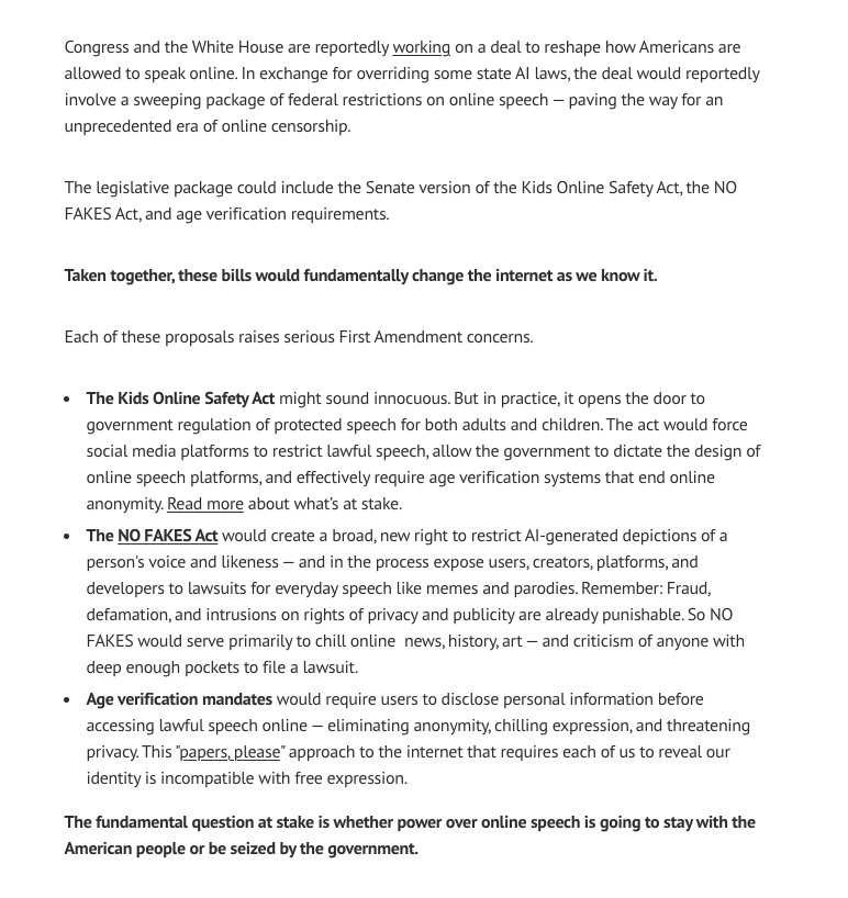 alfredovelazco's tweet photo. Leyes contra #deepfake:
-EEUU: @TheFIREorg alerta de reformas en "NO FAKES Act" que castigaría los memes
-Ecuador: @usuariosdigital alerta de 2 proyectos de ley tan amplias que podría castigar la sátira
-México: Gobernador usó este tipo de ley contra periodistas https://t.co/gjNyE6BE4l