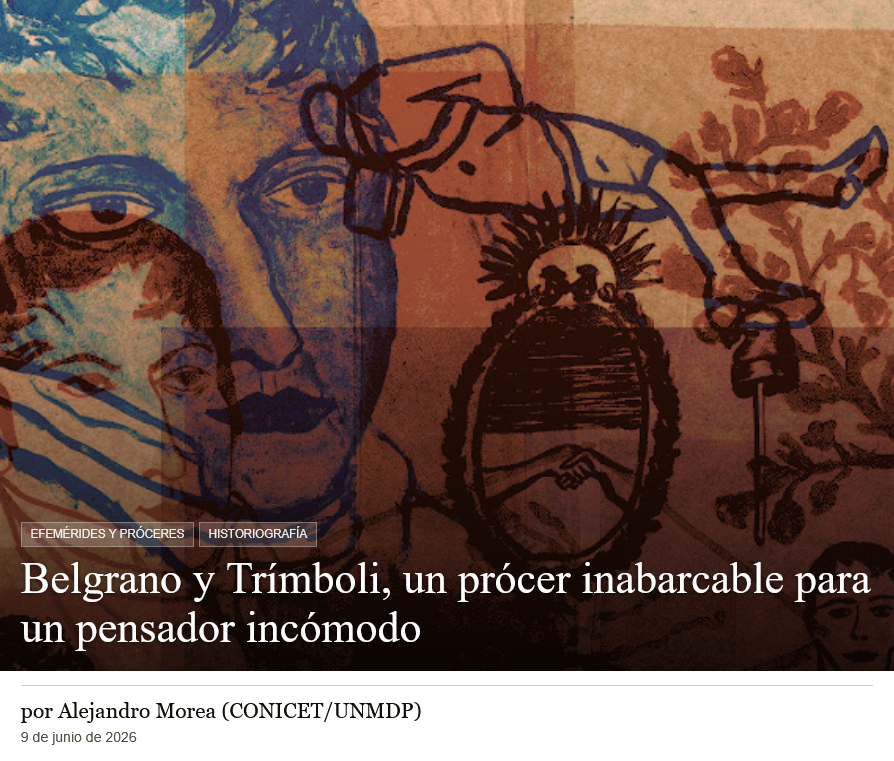 ProgramaMAREA's tweet photo. Junio es el mes de Belgrano: nació el 3 de junio de 1770 y murió el 20 del mismo mes, cincuenta años más tarde.
A unos días de la conmemoración de su paso a la inmortalidad, @alemoreamdp nos trae una reflexión sobre cómo Javier Trímboli pensó al creador de la bandera 🇦🇷. https://t.co/XNZeyaZ3ri
