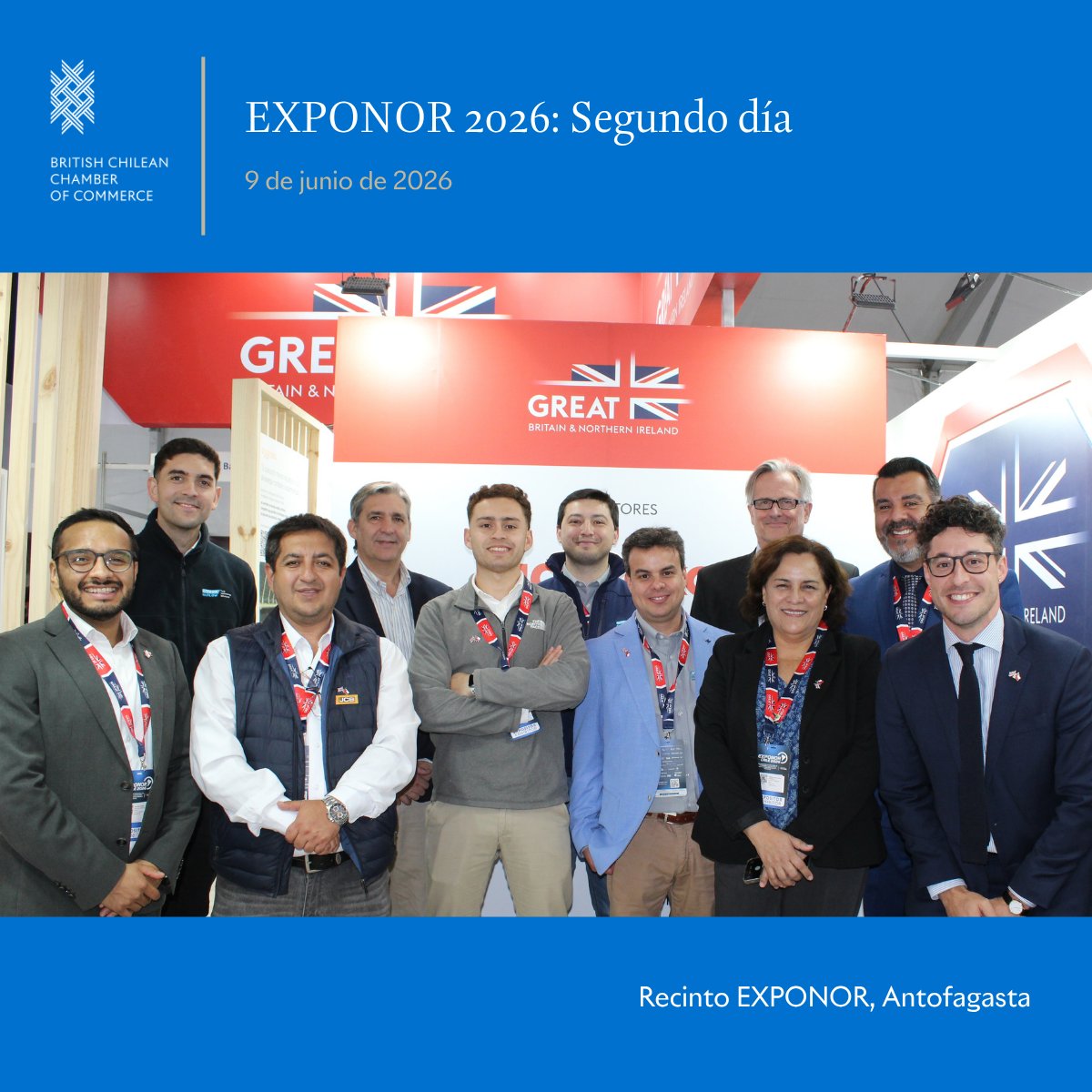 Britcham_Chile's tweet photo. 🔵 La #UKGreatZone sigue presente en #EXPONOR2026. Hoy, los expositores del pabellcón recibieron a visitantes interesados en conocer soluciones innovadoras para la minería.

¡Visítanos en el Stand 1483, Pabellón Hierro!

#BritChamChile #UKinChile #Minería #Innovación https://t.co/QsNpJ4Rg19