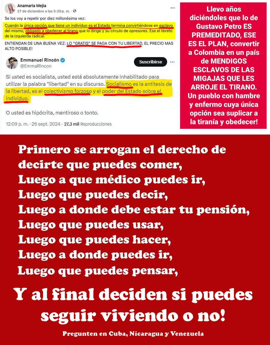 opinocol's tweet photo. @YesidLancheros Así se ven las TIRANÍAS.
Hoy más que nunca #FirmesPorLaPatria, y a usted que me lee le doy un consejo: PÓNGALE LA RAYA AL TIGRE si quiere conservar su libertad. https://t.co/Bmt9dUNMU2