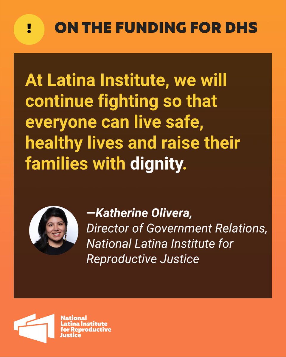 LatinaInstitute's tweet photo. We’re outraged to see Congress approve a lucrative amount of money to DHS, allowing Border Patrol &amp; ICE to continue terrorizing our communities.

Read our full statement from Katherine Olivera, our Director of Government Relations. https://t.co/HqZSGC7TmC
