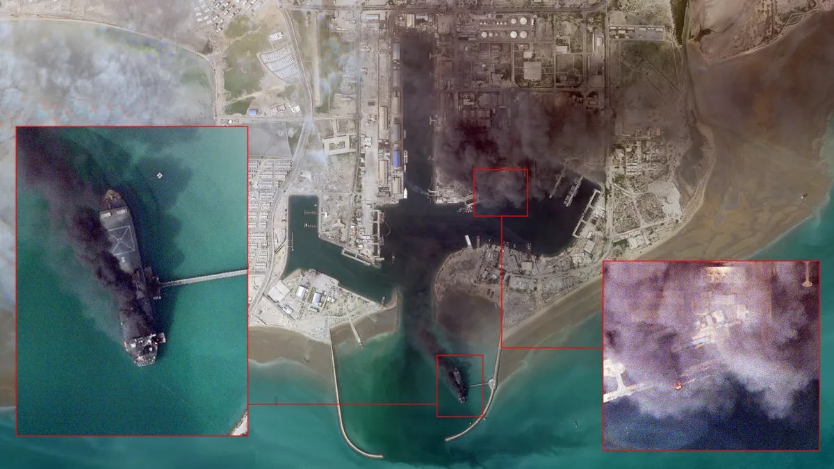 MarioNawfal's tweet photo. 🇮🇷 Iran’s naval bases have been hit.

Bandar Sirik Naval Base confirmed struck, Velayat Naval Base in Jask was possibly targeted, and 6 separate airstrikes were reported on Qeshm Island.

All minutes apart.

Iran's naval presence in the Strait of Hormuz took a serious hit, and the message could not be clearer.

Source: Geopolitics Watch (Telegram) / Writer: Val
