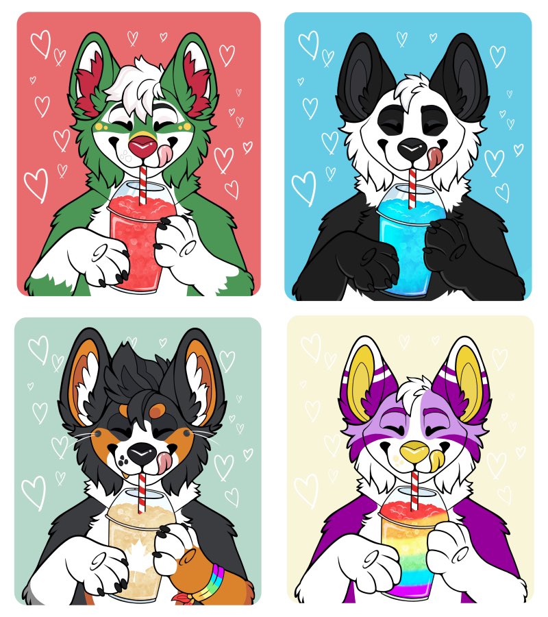 DeliriousCorgi's tweet photo. Doing a few of these for free!! 

Drop a ref and slushy flavour below! Can do just regular slushy or a pride flag theme slushy!! :3 
Picking a few at random! 
Any species welcome! https://t.co/Iyr7U6TpUa