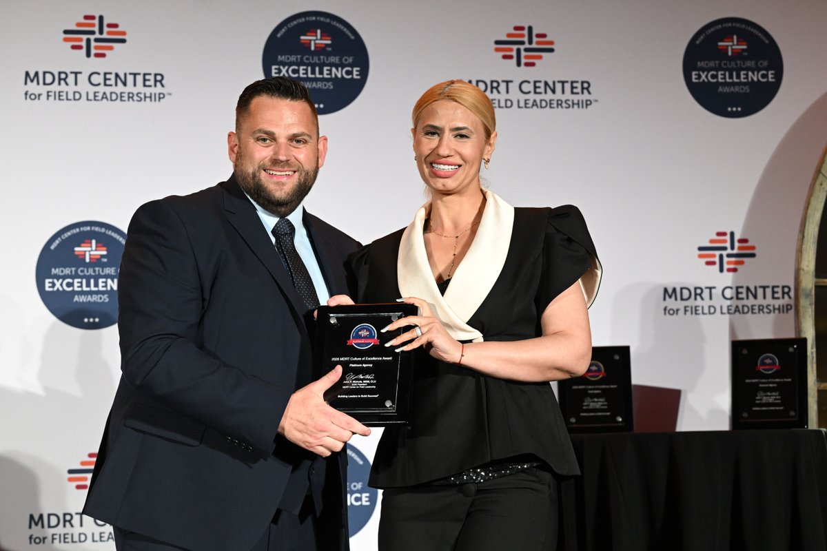 MDRTCenter's tweet photo. We are proud to recognize and honor this year’s MDRT Culture of Excellence Award recipients across six areas of agency management, identifying leaders whose impact strengthens their teams and helps set a global standard of excellence in financial services leadership. https://t.co/f4aDbR7jop