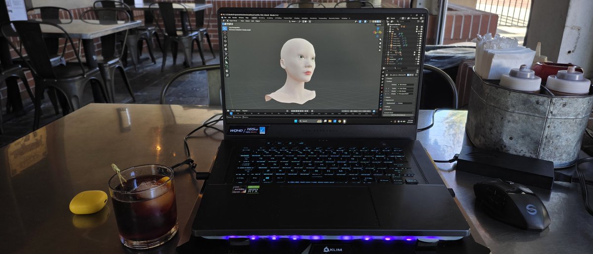 CloudBrushStd's tweet photo. ☕💻 Blender, a cold drink, and a few hours of progress.
#GameDev #IndieDev #Blender3D #Devlog #GameArt #CharacterDesign #MadeWithBlender #3DArt https://t.co/YMGsE4pNhv