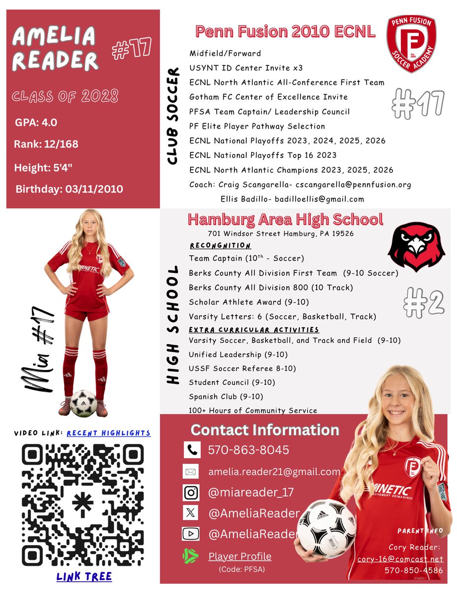 MiaReader_'s tweet photo. 🔜 June 15 is almost here! Excited to officially begin my recruiting journey! I'm so grateful for everyone who has supported, encouraged, and believed in me along the way. I’m ready to work, compete and chase my dreams at the next level. Coaches, I can’t wait to connect with you!  📞 ⚽️ #Recruiting #StudentAthlete
@PennFusion_SA @ImYouthSoccer @ECNLgirls @TheSoccerWire @PrepSoccer @TopDrawerSoccer @girlssoccernet @TheECNL