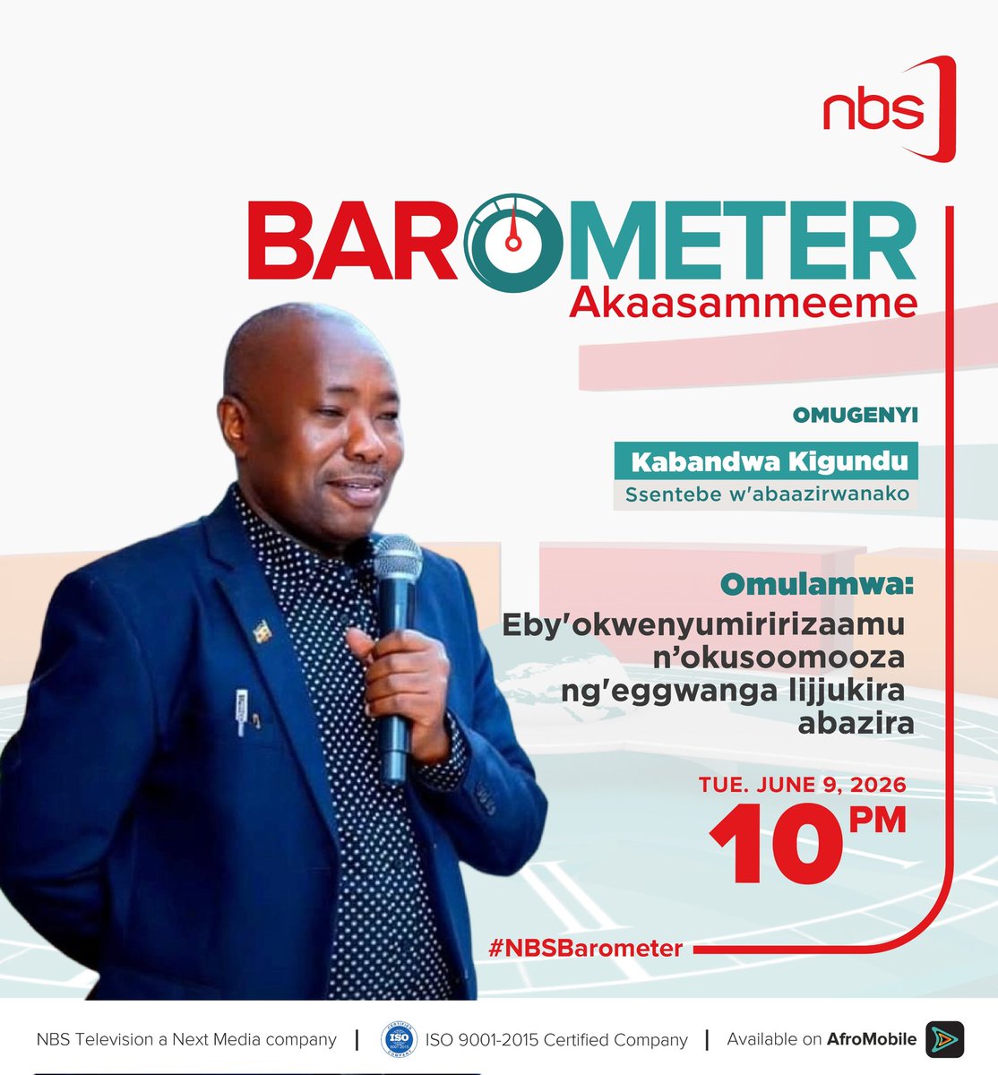 IbandaSamuel22's tweet photo. NBS Barometer returns tonight, 10pm. Topic: Heroes’ Day 2026 – “Protecting the Gains”. We’re asking: Who are today’s heroes, and are we doing enough to honor their sacrifice? Tune in, tweet in. Senior Charles Rwomushana is part of the panel hosted by Adam Kungu.
#NBSBarometer https://t.co/JIA0BenrPU