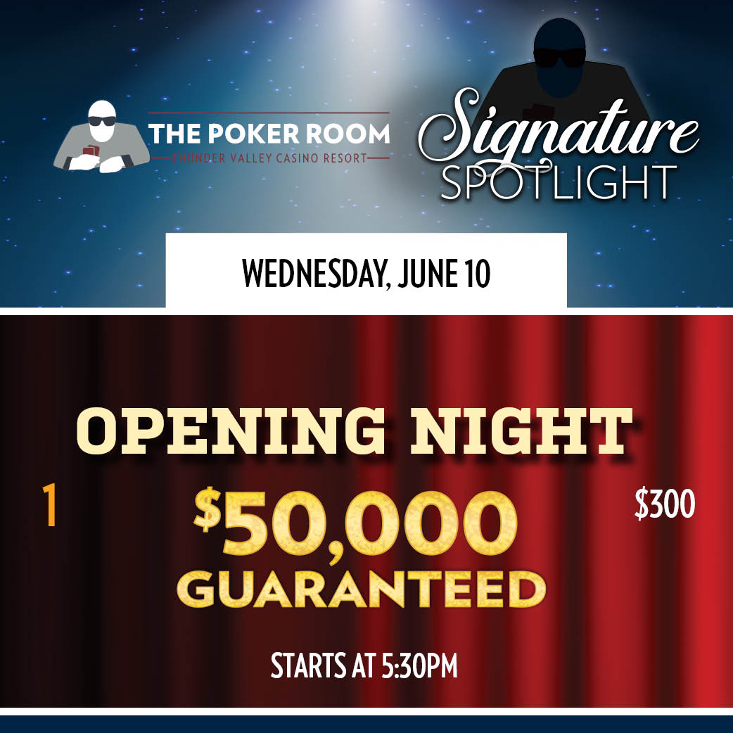 TVPokerRoom's tweet photo. Our Signature Spotlight Showcase lights up tomorrow with two events

9:30a - $200 Package Satellite, 1-in-7 earns $1,150 in tournament entries, 5 packages GTD.

5:30p - Event 1, our $50,000 Guarantee $300 Opening Night NLH

Don't forget, 5:30p today, another $200 Package Satty https://t.co/UMLCbGCn0Y